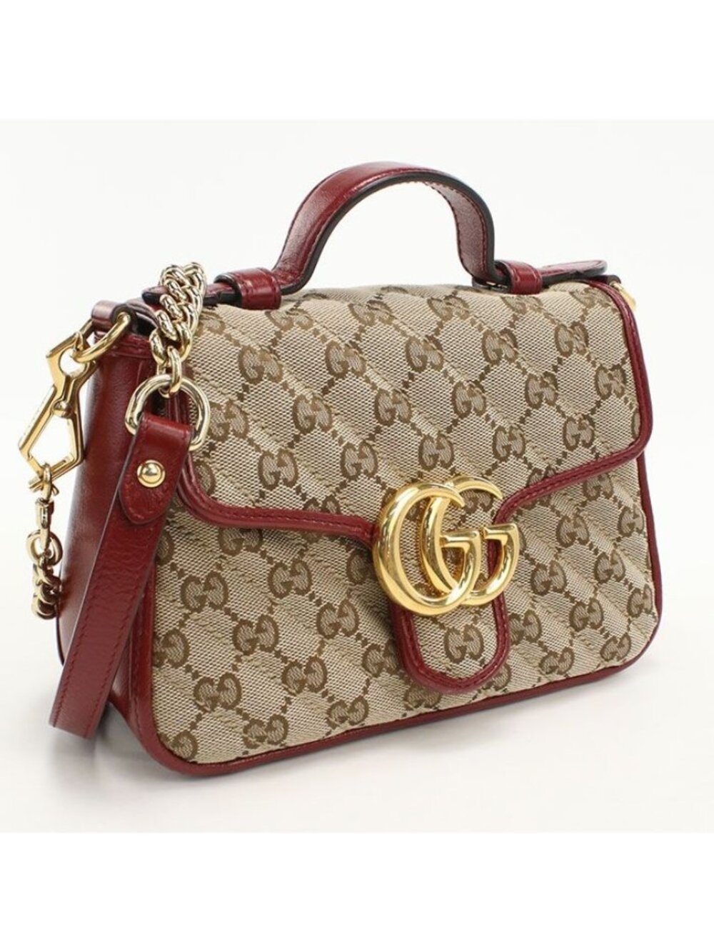 Gucci Mini Top Handle Bag GG Marmont Handbag Canvas Leather
